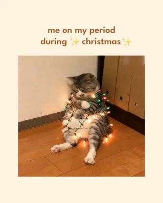 Wrap me up in miseries, sorrows, tinsel and twinkling lights indeed - sincerely, every person on their period during Christmas 🎄 
.
.
.
.
#christmasmemes #christmasmeme #periodmemes #periodproblems #periodpain #periodcramps #christmaslights #christmaslights🎄 #twinklinglights #christmasgiftsforher #periodhealth #periodstruggles #periodpositive #periodtalk #periodcare #periodstories #periodliving #cʜʀɪsᴛᴍᴀs2025 #christmasornament #catmemesdaily #sadcatmemes #sadcats #catmemesarethebest #catmemesofinstagram 
.
.
.
.
(Christmas memes, cat memes, sad cat memes, period memes, period problems, Christmas lights, cat meme, tinsel, Christmas meme, Christmas 2025, cats and Christmas trees)