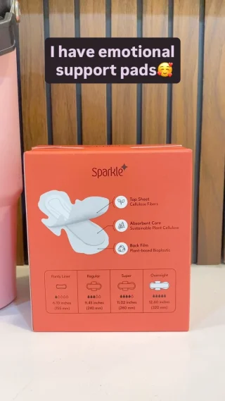 Not everyone has an emotional support water bottle. Some of us have emotional support pads. 🩸🤍
Because somehow, having your period essentials nearby makes everything feel just a little more manageable.
Your bag? Pad.
Your bathroom? Pad.
Your car? Pad.
Your overnight bag? Multiple pads.
Your emotional stability? Honestly… also dependent on whether you packed enough.
Call it preparation. Call it comfort. Call it your emotional support period product.
What’s one thing you always have on hand for period peace of mind? 
(Periodcare, Emotional Support, Sparkle, Periods, Plant based period care)
#PeriodHumor #PeriodEssentials #periodtalk